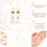 200Pcs 20 Styles Brass Ball Head Pins, Mixed Color, 20~50.5mm, Head: 1.8~2mm, Pin: 0.5mm, 24 Gauge, 10 pcs/style