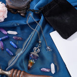 1Pc Clear Resin & Gemstone Chips Hexagonal Cone Pendant Dowsing Pendulums, with Brass Findings, 300mm, Hole: 1.5mm