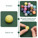 85pcs 17 style Resin Rhinestone Beads with Acrylic Round Beads Inside, AB Color, Round, Mixed Color, 20x18mm, Hole: 2~2.5mm, 5Pcs/style