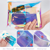 4Pcs 3 Style Laser Iridescent PVC Wallets, Coin Purse, with Iron Nails & Snap Button, Clear AB, 7.6~14x10.7~20x0.7~1.1cm