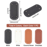 4Pcs 4 Colors Litchi Grain PU Leather Bag Bottoms, with Iron Nails, Oval, Mixed Color, 22.3x10.4x1cm, Hole: 5mm, 1pc/color