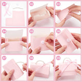Wedding Favors Box DIY Set, including 1 Sheet Craft Papar, 1Pc Ribbon, 1Pc Beaded Handle, 2 Pairs Round Hook & Loop, for Making Handbag Shaped Paper Gift Package Box, Pink, 12.7~51.3x0.95~15.2x0.02~0.2cm