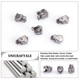 304 Stainless Steel Beads, Tiger Head, Antique Silver, 11x8x9.5mm, Hole: 2.5mm, 6pcs/box