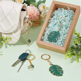 4Pcs 2 Style Monstera Leaf Alloy Enamel Pendant Keychain, for Car Key Bag Pendant Decoration, Golden, 80~12cm, 2pcs/style