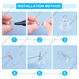 DIY Dangle Earring Making Kits, Including Round Glass Globe Beads, Plastic Bead Cap Pendant Bails, Brass Earring Hooks, Platinum & Golden, Globe Beads: 18mm, Hole: 3mm, 40pcs/box