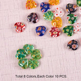 Handmade Millefiori Glass Beads, Heart, Mixed Color, 12x12x5mm, Hole: 1mm