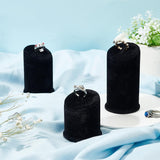 Velet Ring Displays, Column, Black, 5.6x6.2~10.3cm, 3pcs/set