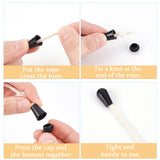 150Pcs 5 Style Plastic Cord End, End Cap with Flat Round Plug, Cone, Black, 12~20x8~12mm, Hole: 3.3~4.8mm, 30pcs/style