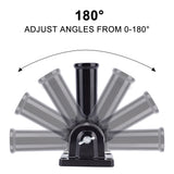 Aluminum Alloy Multi-Position Flag Pole Mounting Bracket, 180 Degree Adjustable Angle, Black, 156x64x63mm, Hole: 30mm
