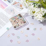 100Pcs 5 Colors Light Gold Plated Alloy Enamel Pendants, Flat Round with Cross, Mixed Color, 15x12x1.5mm, Hole: 1.6mm, 20pcs/color