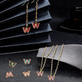 12Pcs 6 Colors Glass Pendants, with Brass Micro Pave Cubic Zirconia, Faceted, Butterfly, Mixed Color, 15x21x6mm, Hole: 1.2mm, 2pcs/color