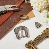 Belt Alloy Buckle Sets, include Roller Buckle, Rectangle Silder Charm, Triangle Zipper Stopper, Antique Silver, 46x42x32mm