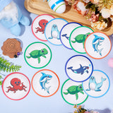 Round Dot PVC Potty Training Toilet Color Changing Stickers, Reusable Potty Targets Color Changing Pee Target for Kid Training, Sea Animal, 70x0.3mm