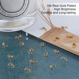 300Pcs Brass Bead Tips, Long-Lasting Plated, Real 18K Gold Plated, 7x4x3.5mm, Inner Diameter: 2mm