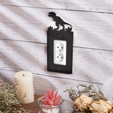Iron Light Switch Decorations, Metal Switch Plates, with Screws, Rectangle with Dinosaur, Black, 163x69mm