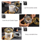 Zinc Alloy Candle Toppers, Candle Lid Candle Accessories, Shades Sleeves for Jar Candles, Flat Round with Leaf and Pine Cone Pattern, Antique Bronze & Antique Silver, 81x12mm, 2colors, 1pc/color, 2pcs/set