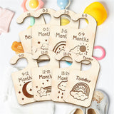 Wood Baby Closet Size Dividers, Baby Clothes Organizers, from Newborn to Toddler, Weather Pattern, 100x180x2.5mm, 10pcs/set