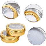 Round Aluminium Tin Cans, Aluminium Jar, Storage Containers for Jewelry Beads, Candies, with Screw Top Lid and Clear Window, Golden, 7.05x2.5cm, capacity: about 60ml