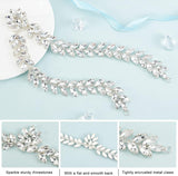 1Pc Shiny Flower Crystal Rhinestone Collar Trim, Flexible Sewing Crafts Bridal Costume Embellishment, Platinum, 450x20.5x6.5mm, Hole: 4mm