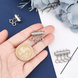 3Pcs 3 Styles 304 Stainless Steel Slide Lock Clasps, Peyote Clasps, with Spring Ring Clasps, Necklace Layering Clasps, Multi-Strand, for Jewelry Making, Stainless Steel Color, 21x15~24.5x7mm, Hole: 1.5mm, 1pc/style