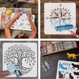 2Pcs 2 Styles PET Hollow Out Drawing Painting Stencils, for DIY Scrapbook, Photo Album, Skeleton, 297~300x210~300mm, 1pc/style