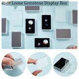 Transparent Acrylic Loose Diamond Display Boxes, with Sponge Inside, for Gemstone, Jewelry Storage, Rectangle, Black, 5.7x3.7x1.5cm, Inner Diameter: 5.3x3.3x1.1cm