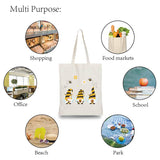 Foldable Canvas Cloth Pouches, with Handle, Reusable Shoulder Bags for Shopping, Gnome Pattern, 38x33cm