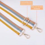 Adjustable Canvas Bag Handles, with Alloy Swivel Clasps, for Bag Straps Replacement Accessories, Stripe Pattern, Champagne Yellow, Gold, Yellow, 72~130x3.8x0.3cm, Alloy Swivel Clasps: 6x4.6x0.8cm