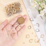 80Pcs 4 Style 304 Stainless Steel Leverback Earring Findings, with Loops & 80Pcs Jump Rings, Golden & Stainless Steel Color, 14.5~15x11~12x2mm, Hole: 1.2~1.5mm, Pin: 0.6~1mm, 20Pcs/style