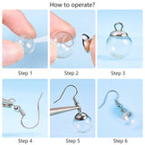 DIY Earring Making, Round Mechanized Blown Glass Globe Beads, Half Drilled, Plastic Pendant Bails, For Globe Glass Bubble Cover Pendants and Brass Earring Hooks, Clear, 11~12mm, Half Hole: 3~5mm, 120pcs/box