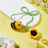 Bee with Hat Fabric Crochet Car Mirror Hanging Accessories, Hanging Cute Car Ornament, Yellow, 680x5mm