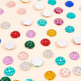 Resin Cabochons, Bottom Silver Plated, Half Round/Dome, Mixed Color, 12x3mm, 10pcs/color, 130pcs/box