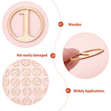 Wooden Hollow Number Chip, Flat Round with Number1~31, for DIY Craft Home Wedding Party Decoration, Bisque, 3.45x0.15cm