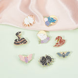 8Pcs 8 Style Animal Enamel Pins, Golden Alloy Brooch, for Backpack Clothes, Fox/Wolf/Bat/Snake, Mixed Shapes, 15~33x27~31mm, 1pc/style