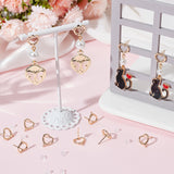 16Pcs Brass Stud Earring Findings, with Vertical Loops & 925 Sterling Silver Pins, Heart, with 20Pcs Plastic Ear Nuts, Real 18K Gold Plated, 11.5x10.5mm, Hole: 0.8mm, Pin: 0.8mm