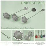 Round Stainless Steel Mesh Tea Infuser, with Gemstone Nugget Pendants, Stainless Steel Color, Tea Infuser: 165mm, 6pcs, Pendants: 23~30x13~22x12~20mm, Hole: 5x3mm, 6pcs