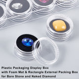 Plastic Packaging Display Box, with Foam Matx & Rectangle External Packing Box, for Bare Stone and Naked Diamond, Column, Black, 3x1.5cm, 12pcs/set
