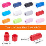 48Pcs 12 Colors Plastic Screw Clasps, for Shoelace Buckles, Column, Mixed Color, 18x9.5mm, Hole: 3mm, 4pcs/color