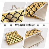 6Pcs 6 Style PVC Wallets for Women, with Iron Kiss Lock, Random Direction Fish Scale Pattern, Mixed Color, 8.85~10.05x10.35~12.7x0.85cm, 1pc/style