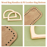 DIY Bag Making Kit, Including Wood Bag Handles, PU Leather Bag Bottom with Holes, Wheat, 3pcs/set