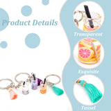 Imitation Bubble Tea/Boba Milk Tea Keychain Making Kits, with Nylon Tassel and Iron Finding