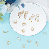 24Pcs 2 Style Brass Huggie Hoop Earring Findings, with Horizontal Loops & 50Pcs 304 Stainless Steel Jump Rings, Nickel Free, Real 18K Gold Plated, 14.5~15x11.5~12x2mm, Hole: 1.5mm, Pin: 0.8mm, 12Pcs/style