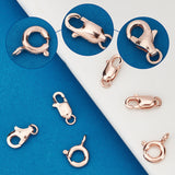 9Pcs 9 Style 925 Sterling Silver Clasps, Spring Ring & Lobster Claw Clasps, Rose Gold, 9~11.5x6x1.5mm, Hole: 1~3mm, 3Pcs/style