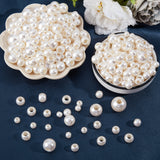 ABS Plastic Imitation Pearl Beads, Round, Creamy White, 7.5~19.8x7.5~17.7mm, Hole: 2.7~6.8mm, 350pcs/box