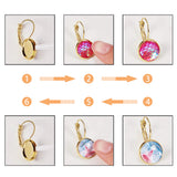 DIY EarringMaking, Brass Leverback Earring Findings and Clear Glass Cabochons, Mixed Color, 110x70x30mm