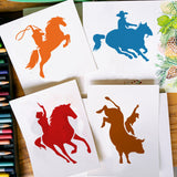 9Pcs 9 Styles PET Hollow Out Drawing Painting Stencils, for DIY Scrapbook, Photo Album, Horse, 150x150mm, 9 styles, 1pc/style, 9pcs/set.