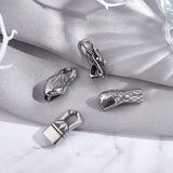 4Pcs 4 Styles 304 Stainless Steel Cord Ends, For Leather Cord Bracelets Making, Snake, Antique Silver, 1pc/style