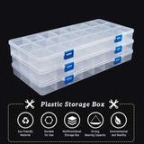 Plastic Bead Containers, Adjustable Dividers Box, 24 Compartments, Rectangle, Clear, 32.7x15.7x3.1cm