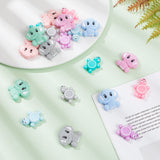 20Pcs 10 Style Silicone Beads Sets, Turtle & Elephant, Mixed Color, 29~30x22~29x8~9.5mm, Hole: 2.8~3mm, 2pcs/style
