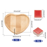 Square Porcelain Cabochons Sets, with Heart Bamboo Base, Mosaic Tiles for Arts DIY Crafts, Colorful, 96x106.5x10mm, Inner Diameter: 81x97mm; Square: 9.5x9.5x6mm